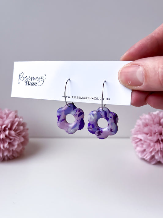 Purple Flower Hoops