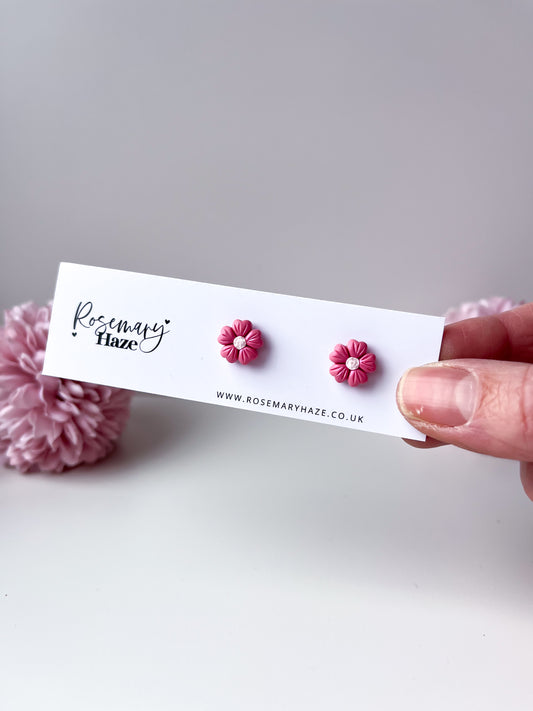Pink Flower Studs