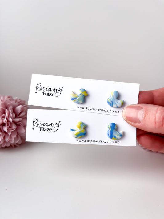 Blue & Yellow Duck Studs