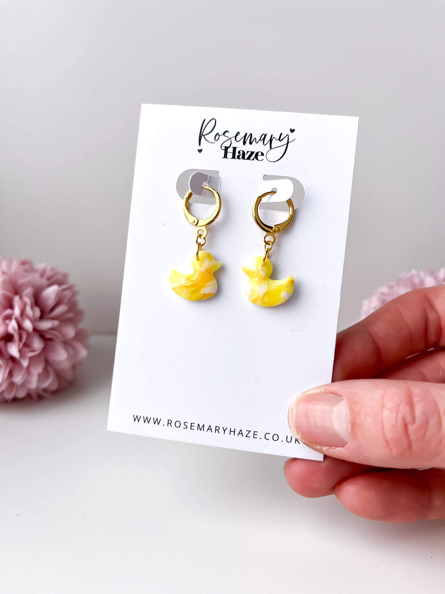 Yellow Duck Huggie Hoops