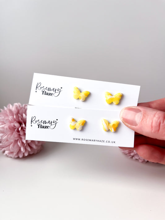 Yellow Butterfly Studs