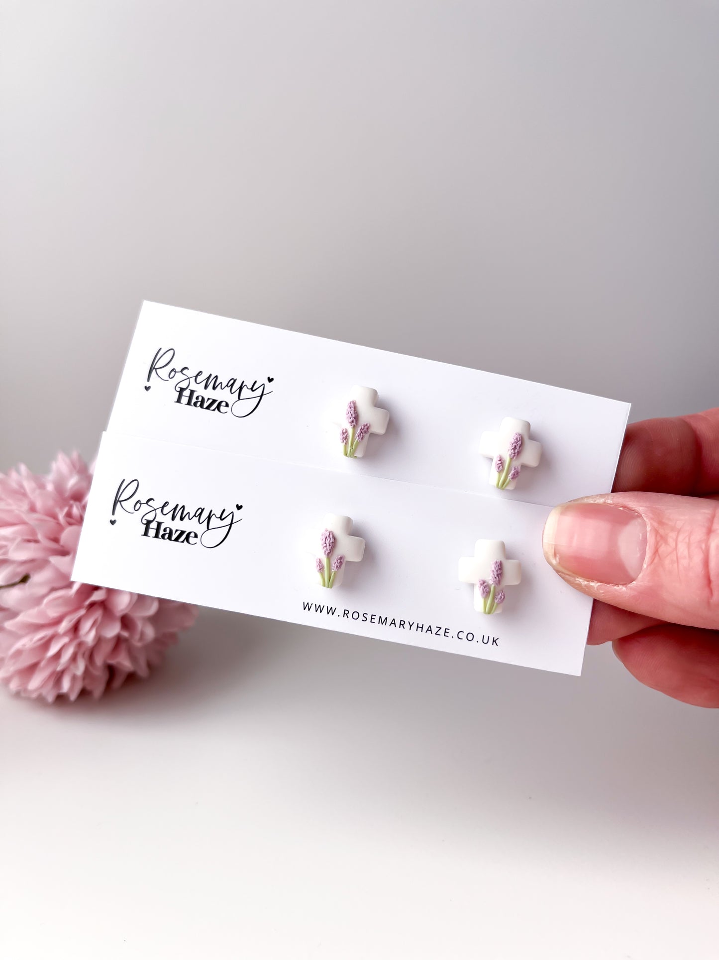 Lavender Cross Stud Earrings