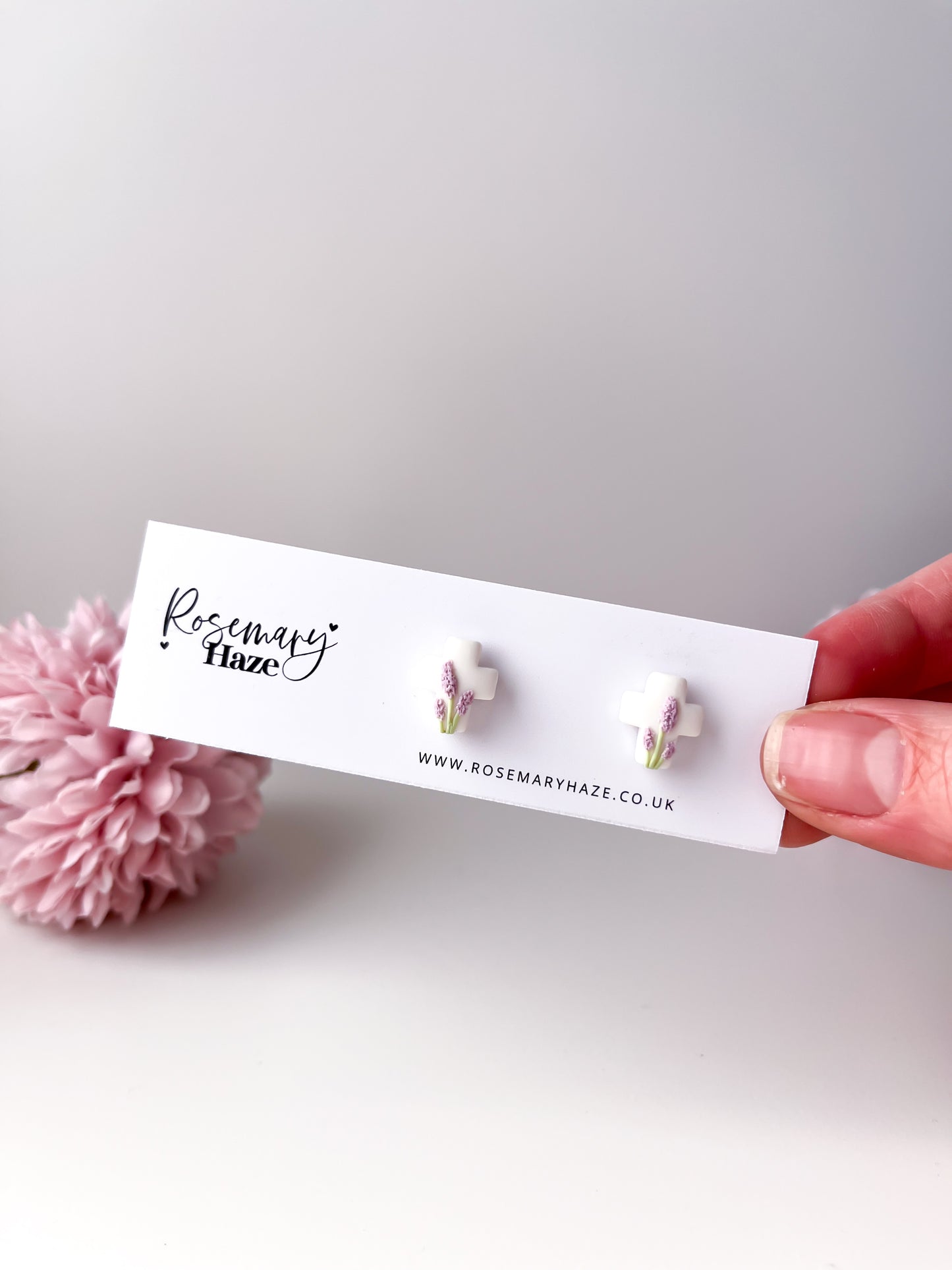 Lavender Cross Stud Earrings