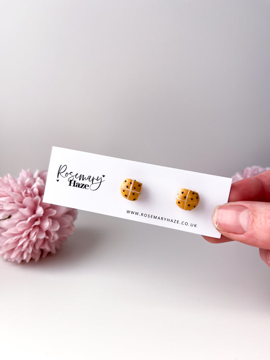 Hot Cross Bun Stud Earrings