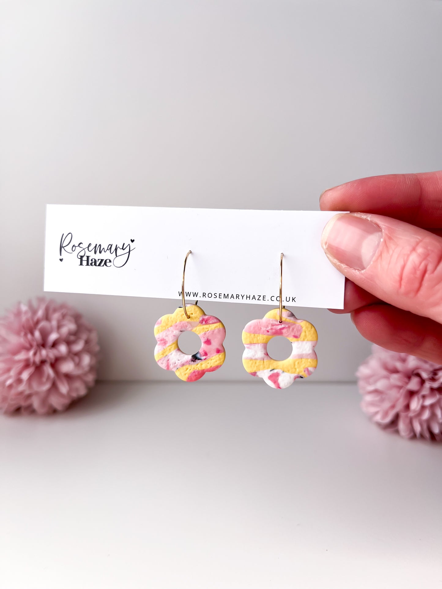 Pink & Yellow Flower Hoops - day 11 🏡