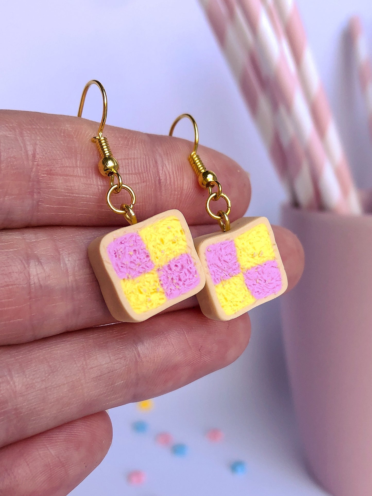 Battenberg Cake Earrings