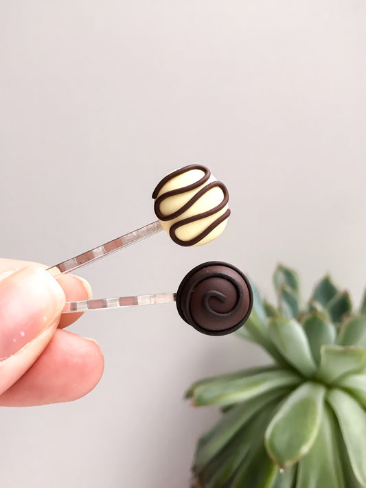 Chocolate Hair Pins set of 2