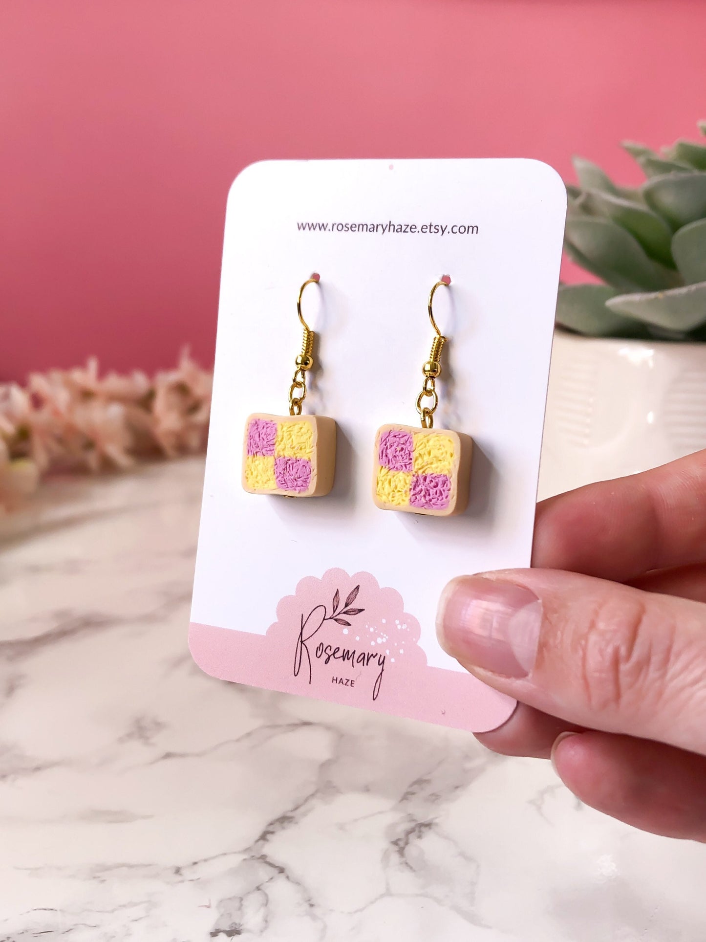 Battenberg Cake Earrings