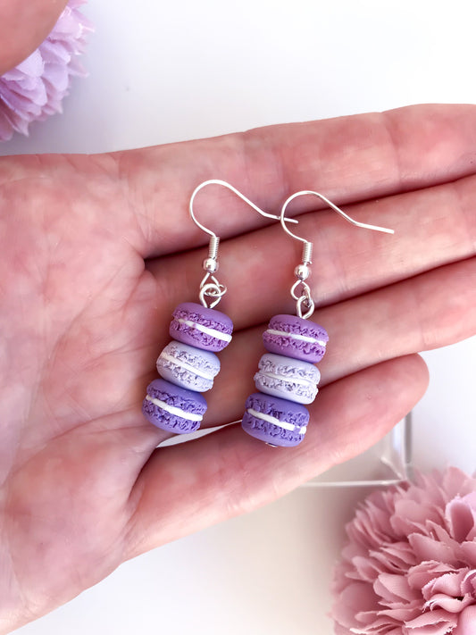 Purple Macaron Earringstic food jewelry