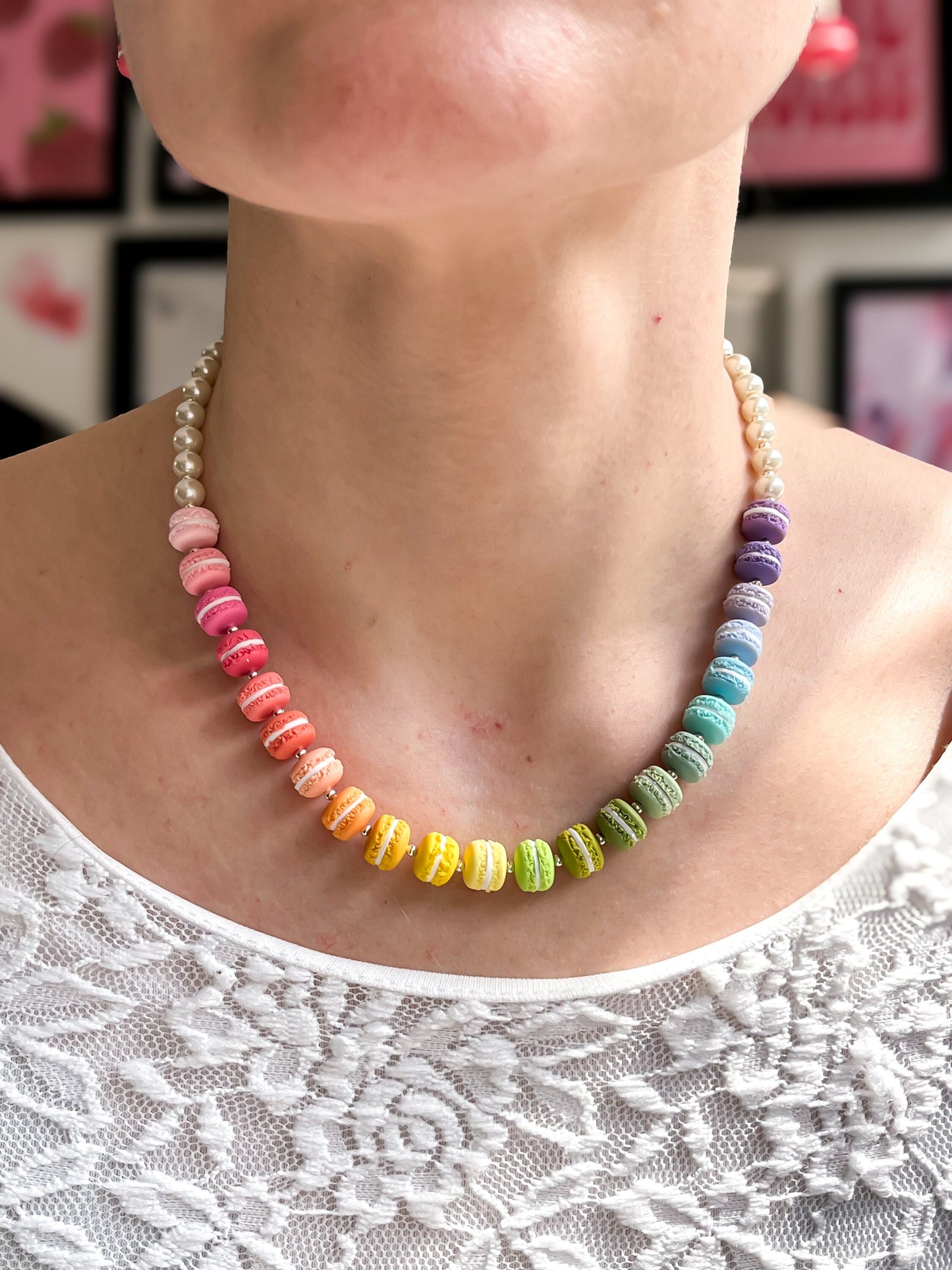 Pearl Rainbow Macaron Necklace